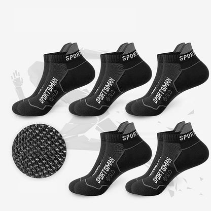 5 Pares Meias esportivas de alta qualidade Verão Masculino Meias Curtas Masculinas Respiráveis Meias de Tornozelo Algodão Fina Pretas Meias Masculinas de Corrida