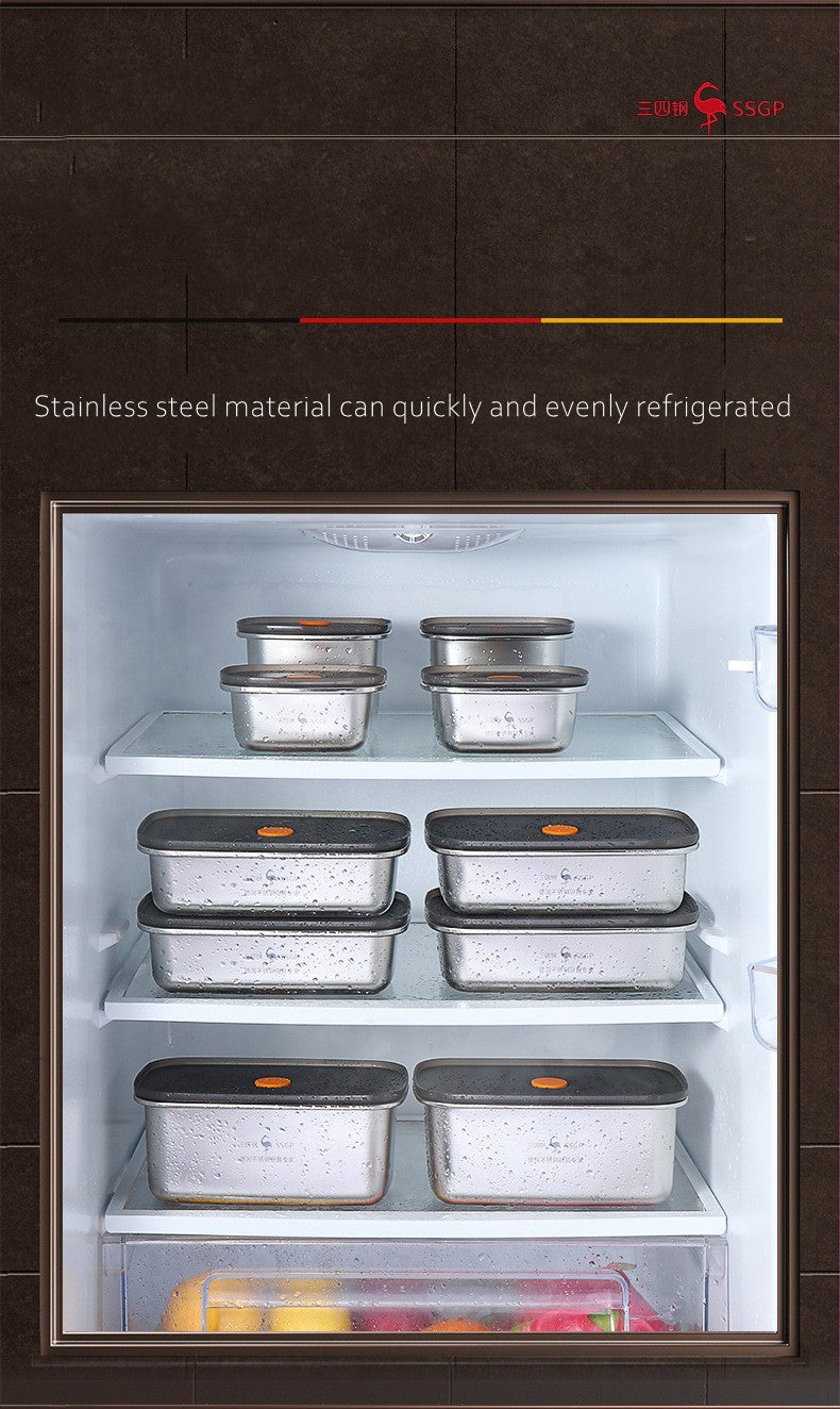 Luxury LFGB Certificated 304 Stainless Steel Crisper Silicone Sealing Edge Vacuum Container Air Exhaust Fresh-Keeping Food Box