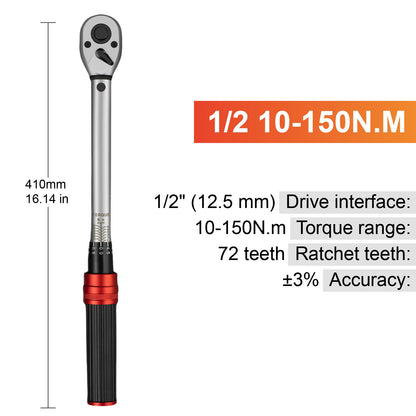 Conjunto de Chaves de Torque Ajustáveis 1/4" 3/8" 1/2" Chave de Torque Catraca Tipo Click Aço CRV Ferramenta de Reparo Industrial para Bicicletas
