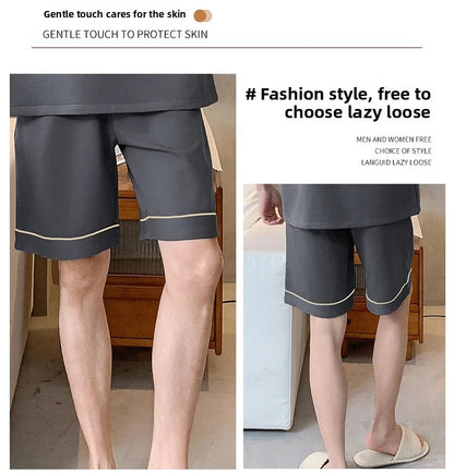 Summer Men's Loose Fit Short Pants Thin Cotton Sporty Comfortable Five-Point Home Leisure Pants Outerwear Big Size Sleepwear