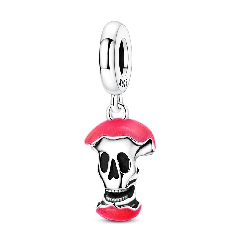 Heart & Organ Charm 925 Sterling Silver Red Rose Skull Dangle Pendant Dark Aesthetic Fit Bangle Bracelet Necklace DIY Jewelry