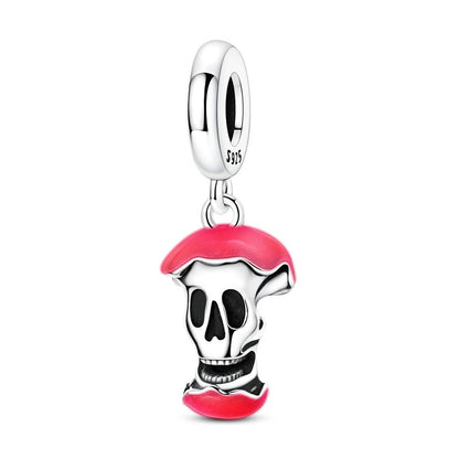 Heart & Organ Charm 925 Sterling Silver Red Rose Skull Dangle Pendant Dark Aesthetic Fit Bangle Bracelet Necklace DIY Jewelry