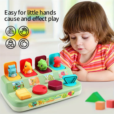 Interactive Pop-Up Animals Toy with Dinosaur Surprise, Cause and Effect Game for Color Sorting, Christmas birthday Gift