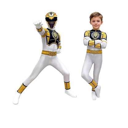 Dinosaur Warrior White Costume Suit Superhero Cosplay Clothes Role-play Jumpsuit Stage Performance Outfit Birthday Gift