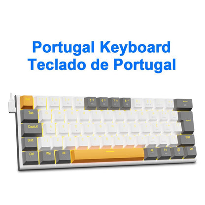 E-YOOSO Z11 Teclado Mecânico para Jogos USB com Fio Red Switch 61 Teclas Gamer Russo Português Brasileiro para Computador PC Laptop