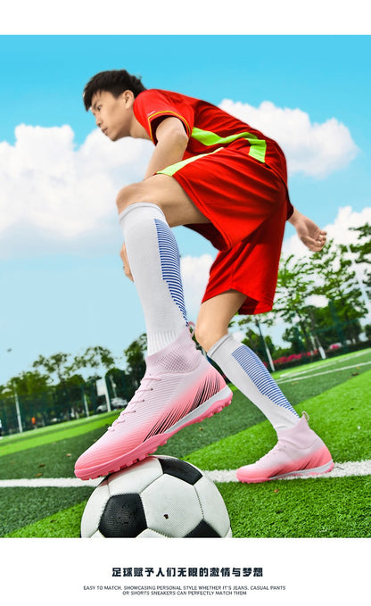 Men Fast Soccer Shoes Professional TF/FG Indoor Futsal Football Field Boot Unisex Society Cleats Long Spikes Sneaker Comfortable