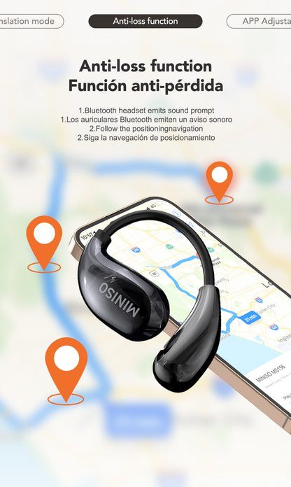 Miniso MS189 AI Translation Bluetooth Earphones Sports Wireless Headset LCD Color Touch Screen 8-Hour Battery Life Stereo Bass