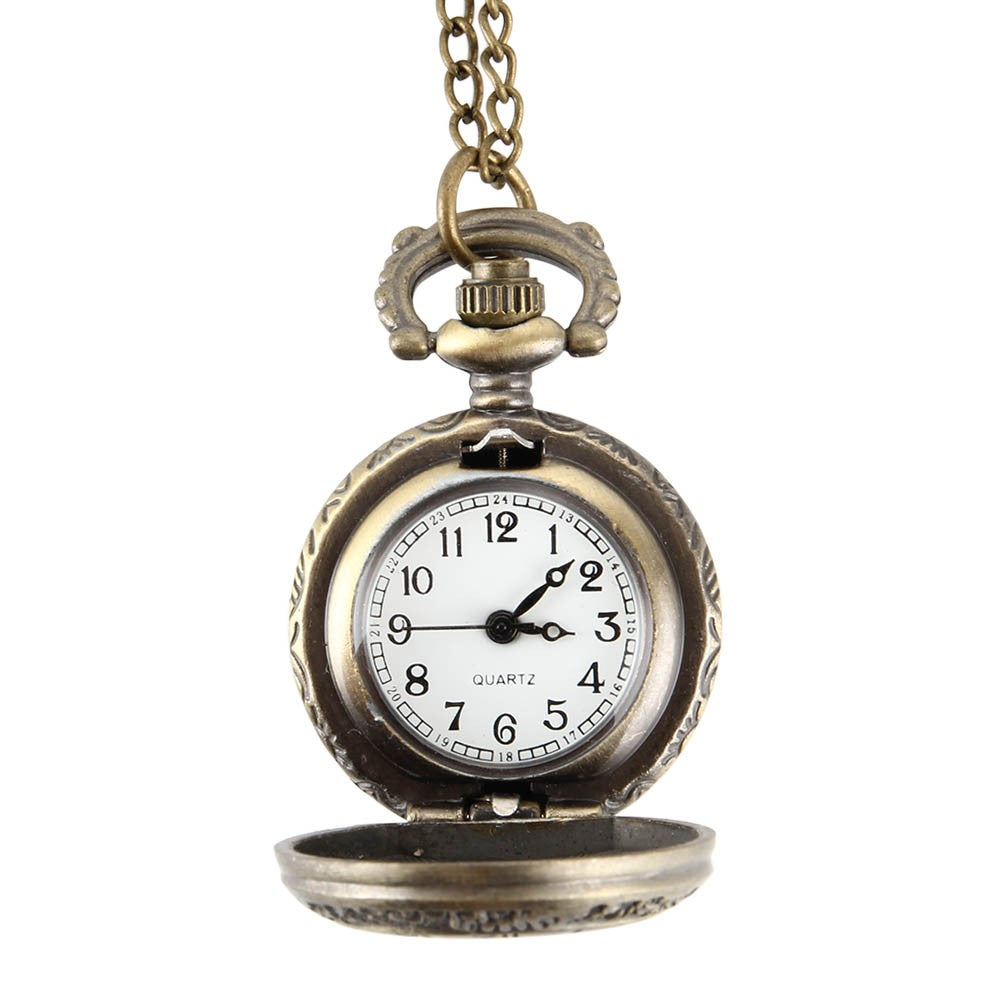 Fashion Vintage  Alloy  Number Dual Time Display Clock Necklace Chain Watches Birthday Gifts