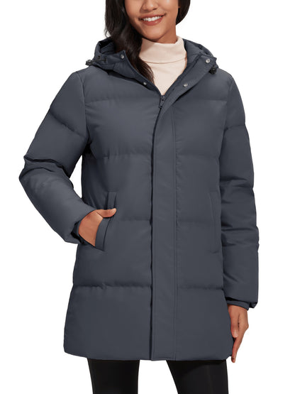 TACVASEN Winter Quilted Duck Feather Down Jackets Womens Padded Puffer Warm Hooded Long Coats Thermal Waterproof Thick Outerwear
