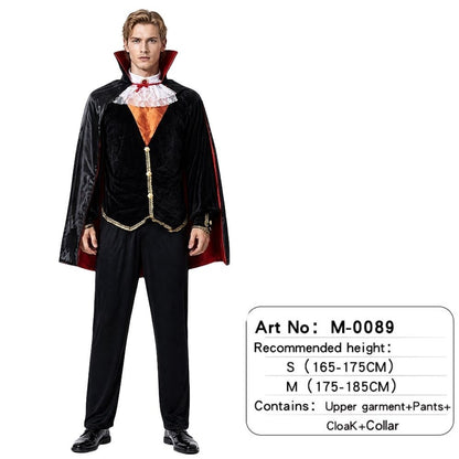 Adult Gothic Vampire Costume Set, Vampire Witch Role-Playing Outfit with Cape for Halloween Family Parties and Costumes