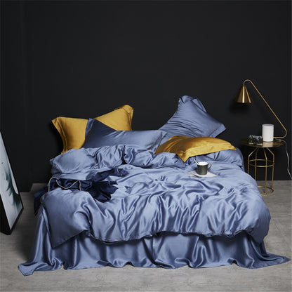 Liv-Esthete Conjunto de Cama Verde Escuro 100% Seda Saudável Pura Seda Luxo Queen King Capa de Edredom Lençol de Elástico Fronha Conjunto de Roupa de Cama