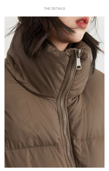 CHIC VEN Women Down Coats Loose Thick Stand-up Collar New Long Thick Down Jacket 80 White Duck Down Female Outerwear Winter 2024