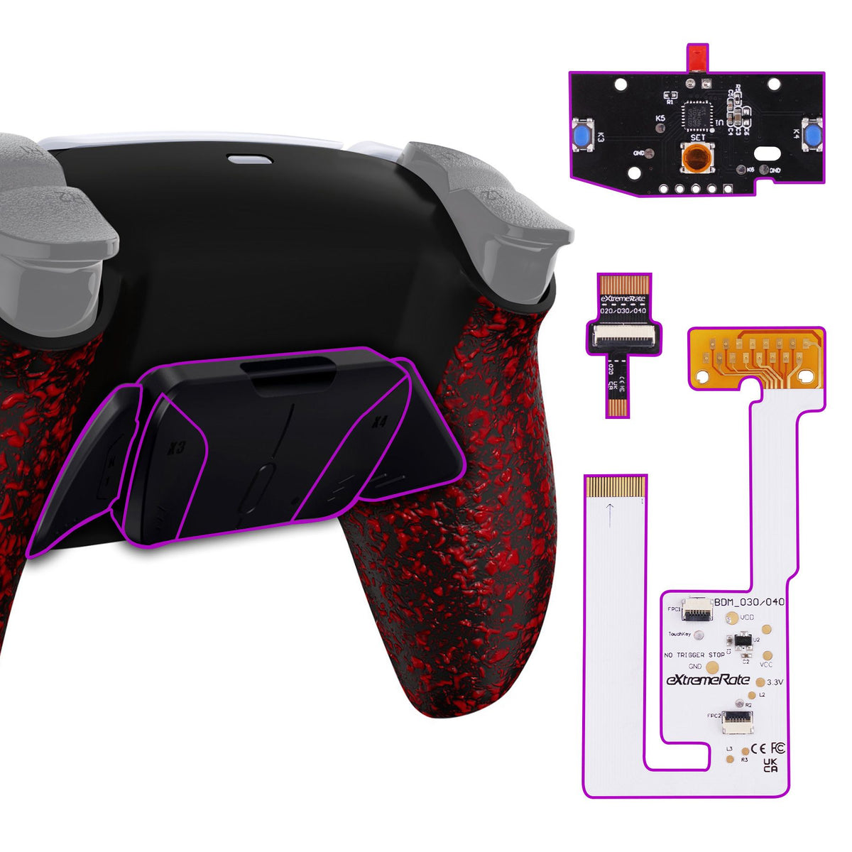eXtremeRate Programable RISE4 V3 Remap Kit for ps5 Controller BDM-030/040/050, Upgrade Board & Redesigned Back Shell & Buttons