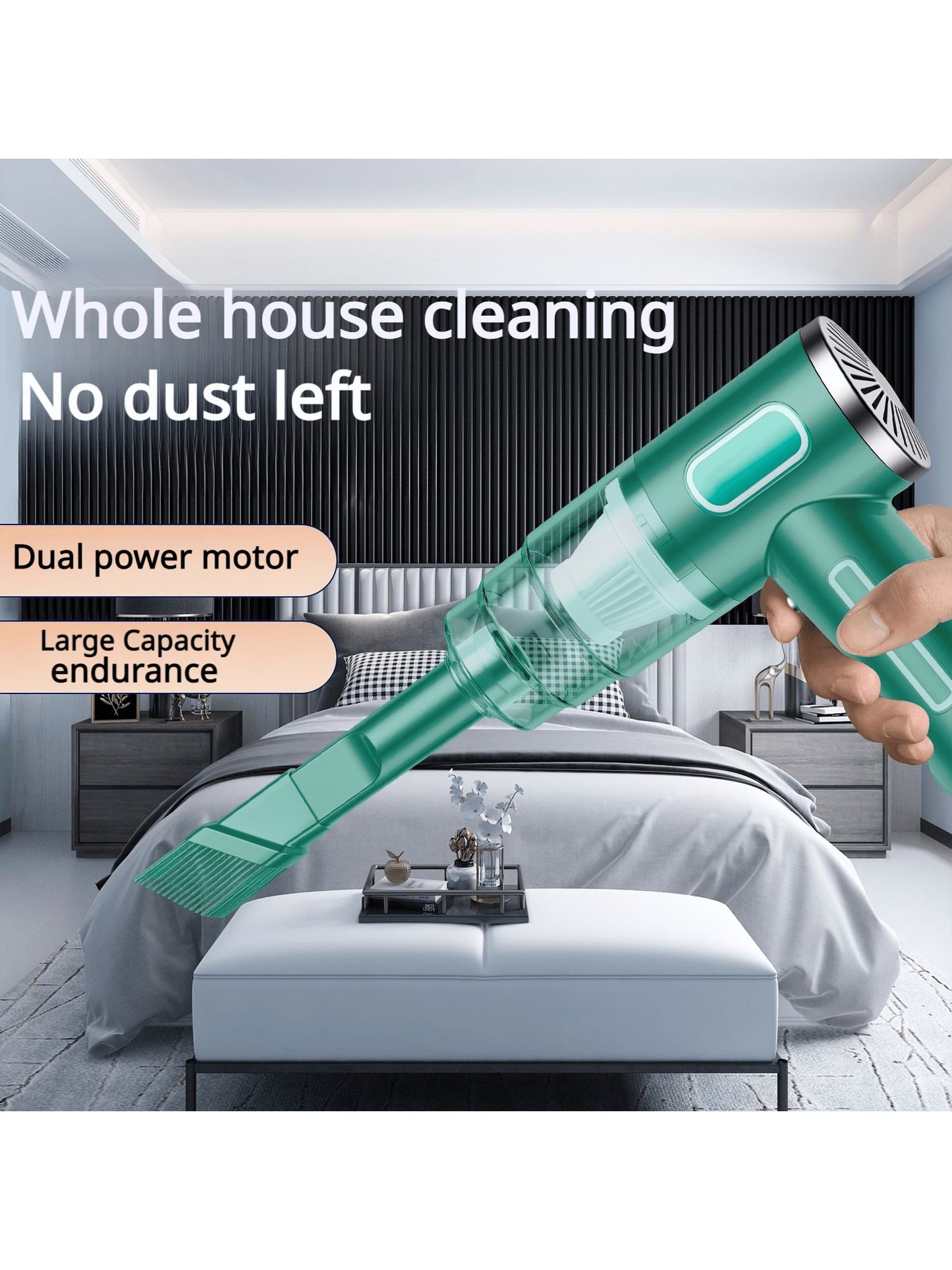 Portable Car Vacuum Cleaner, 3500Pa Suction Power, Handheld Design, USB Rechargeable, Suitable for Cleaning Cars and Homes
