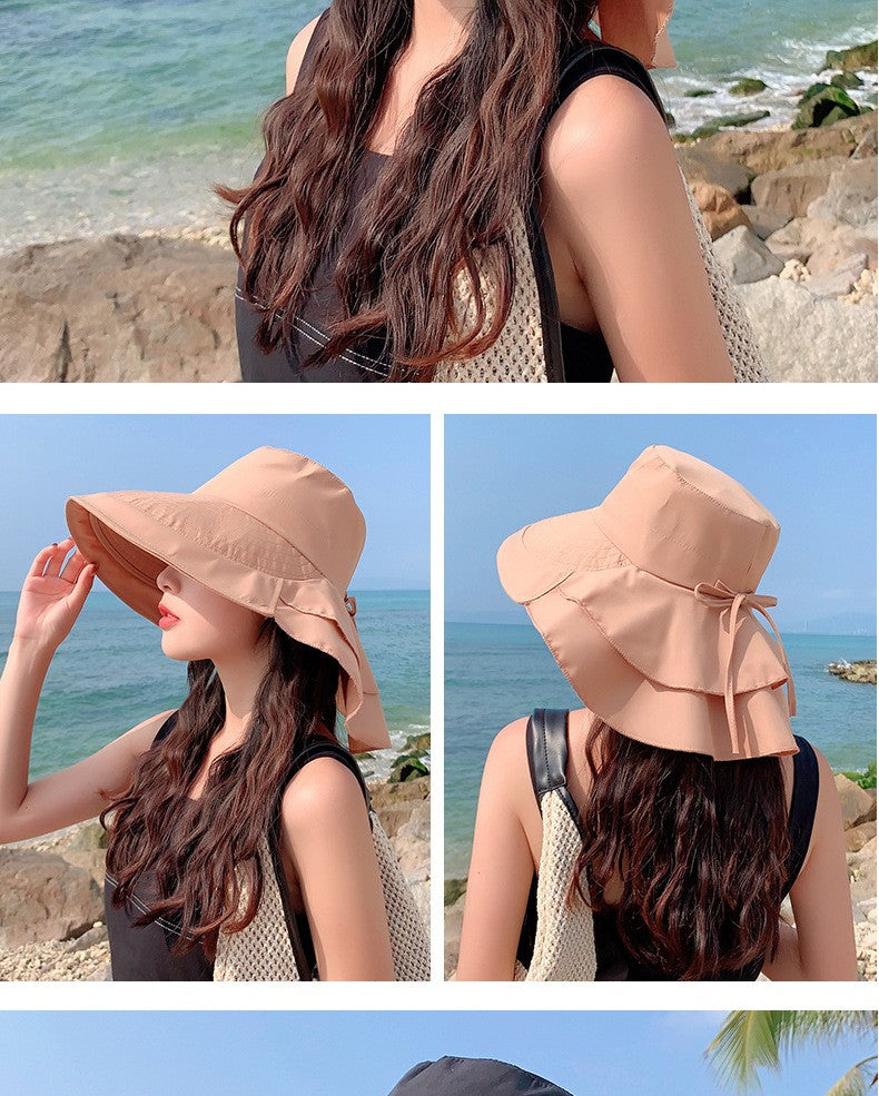 New Women's Summer Sun Hat With Neck Protector And Sunshade For Outdoor Cycling Trip Big-Brimmed Fisherman's Hat Hiking cap