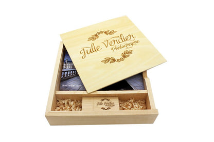 JASTER Álbum de Fotos de Nogueira com Bordo, USB de Madeira + Caixa, Pen Drive de 128 GB 64 GB, Disco U, Fotografia, Presente de Casamento, Logotipo Personalizado Gratuito