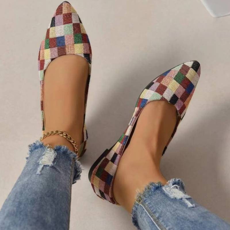 Women's Shoes Loafers Ballet Flats Pointed Toe Barefoot Slip-on Casual Flat Heel Comfortable Random Pattern Woman Shoe Size 43