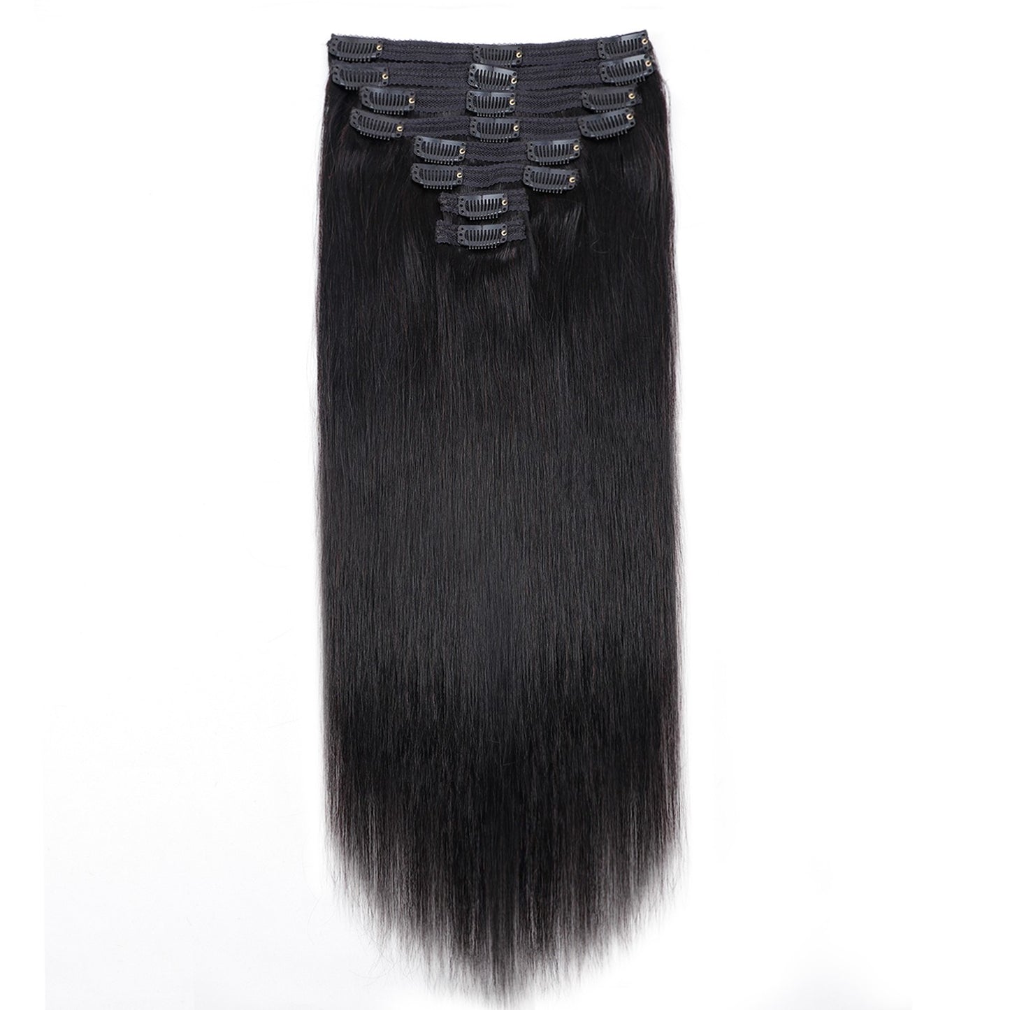 Apliques de Cabelo Liso Humano para Cabeça Inteira 8 Peças 100% Cabelo Humano para um Visual Natural 28 30 32 Polegadas