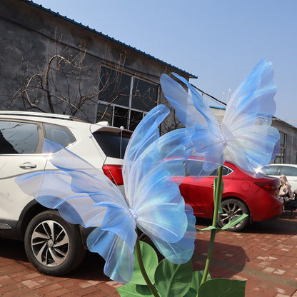 1/2/4pcs 50cm 3D Gradient Silk Butterfly,Wavy Petal Edge,Glitter Org Layered,for Wedding/Party/Photo Gift