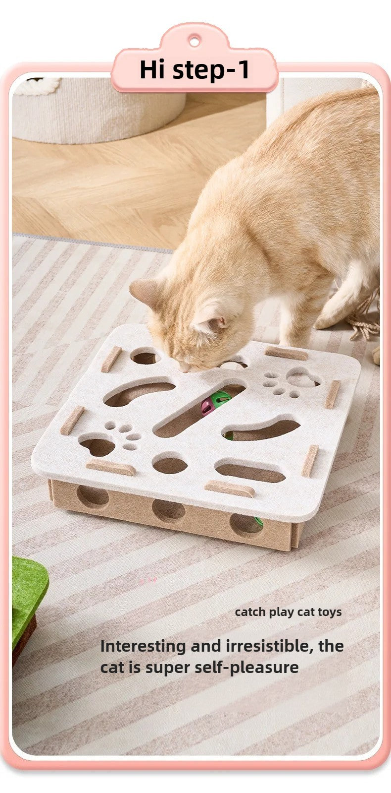Bolas com sino para gato Cave buraco caixa divertida de feltro com labirinto interativo para gatos Ferramenta autoexcitável para gatinhos quebra-cabeça para provocar o gato