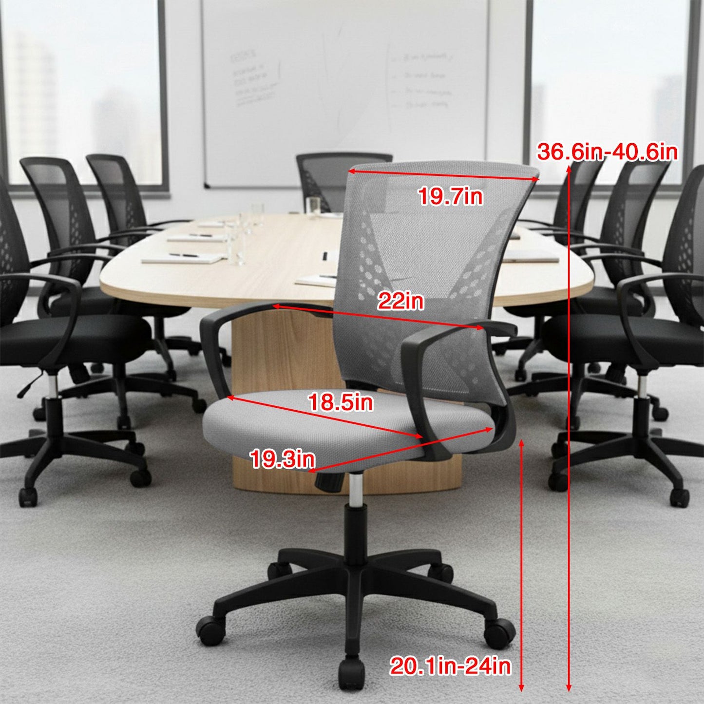 Cadeira de Escritório, Cadeira de Malha Ergonômica para Computador, Cadeira Giratória Média com Suporte Lombar e Braços