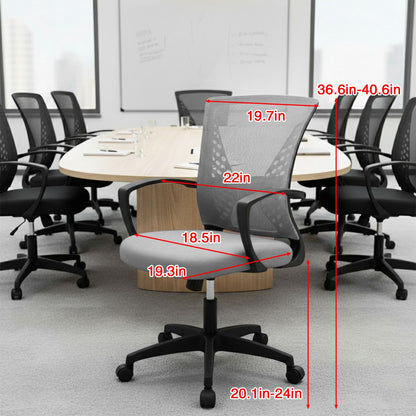 Cadeira de Escritório, Cadeira de Malha Ergonômica para Computador, Cadeira Giratória Média com Suporte Lombar e Braços
