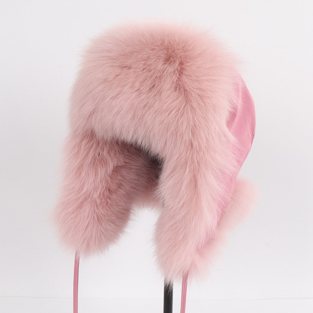 2025 Novo Chapéu Feminino Ushanka Russo de Pele de Raposa Natural Inverno Grosso Quente Orelhas Moda Chapéu Bomber Senhora Gorro Genuíno de Pele de Raposa Real