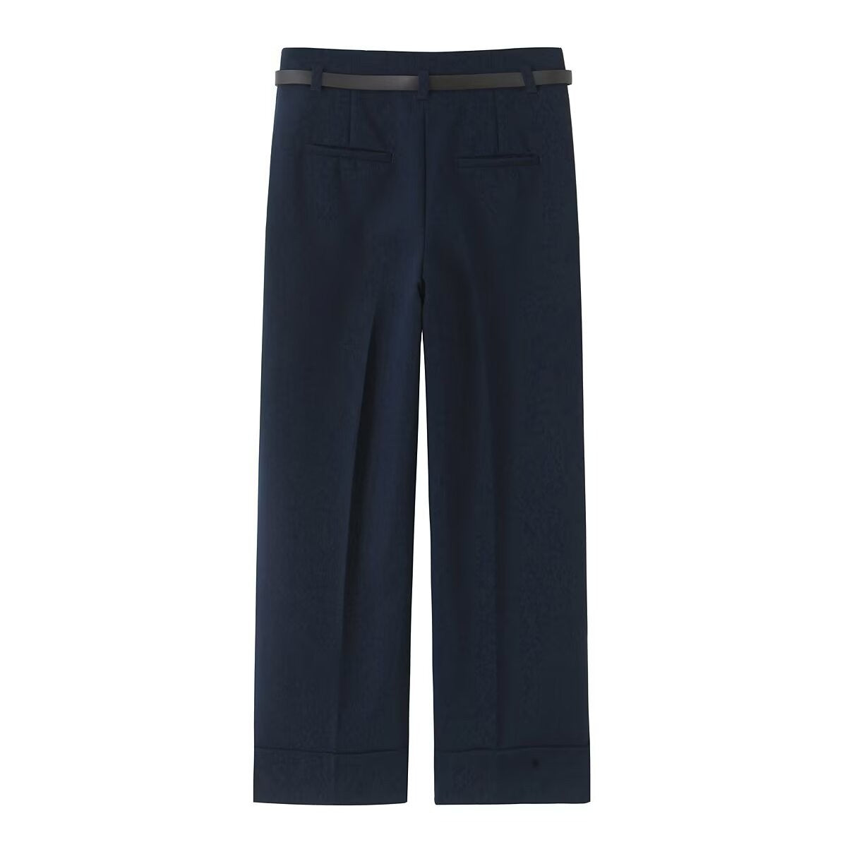 2025 summer new women's comfortable commuting rolled-up trousers with belt simple casual trousers