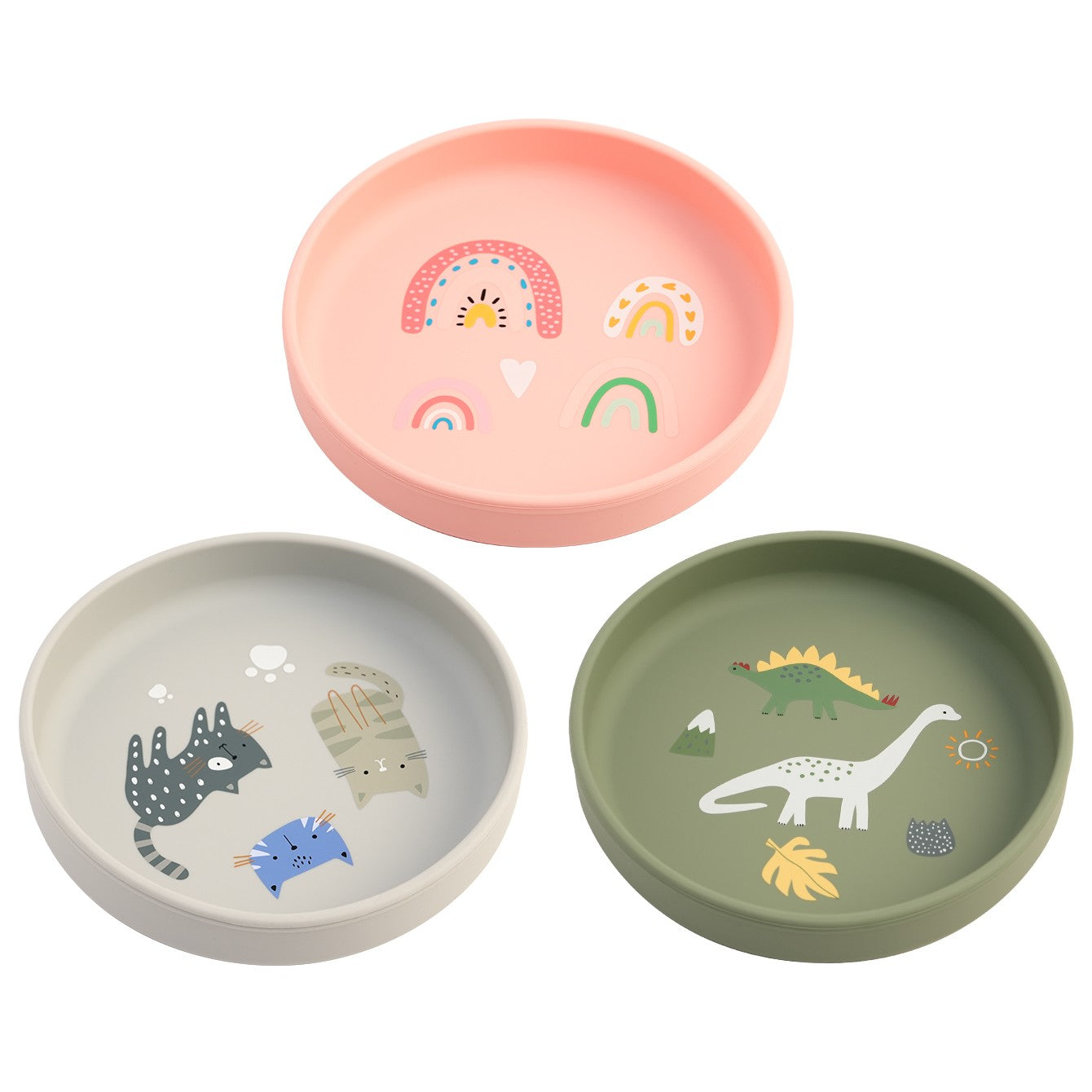 1PCS Dinosaur Silicone Baby Plate BPA Free Cartoon Food Tray For Toddlers Self Feeding Training 6M+ Easy Clean Tableware