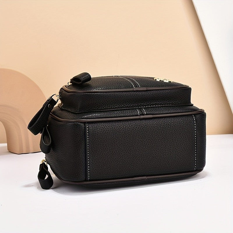 Luxury Multi-pocket Women's Shoulder Bag Hard Leather Handbag For Female Fashion