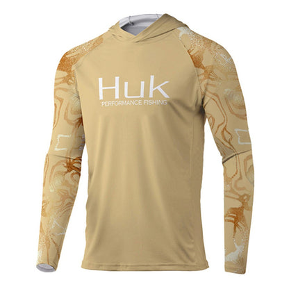 Camisa de Pesca HUK com Capuz Camisa de Pesca Masculina Manga Longa Proteção Uv 50 Camisas de Pesca Vestuário Roupa de Pesca ao Ar Livre