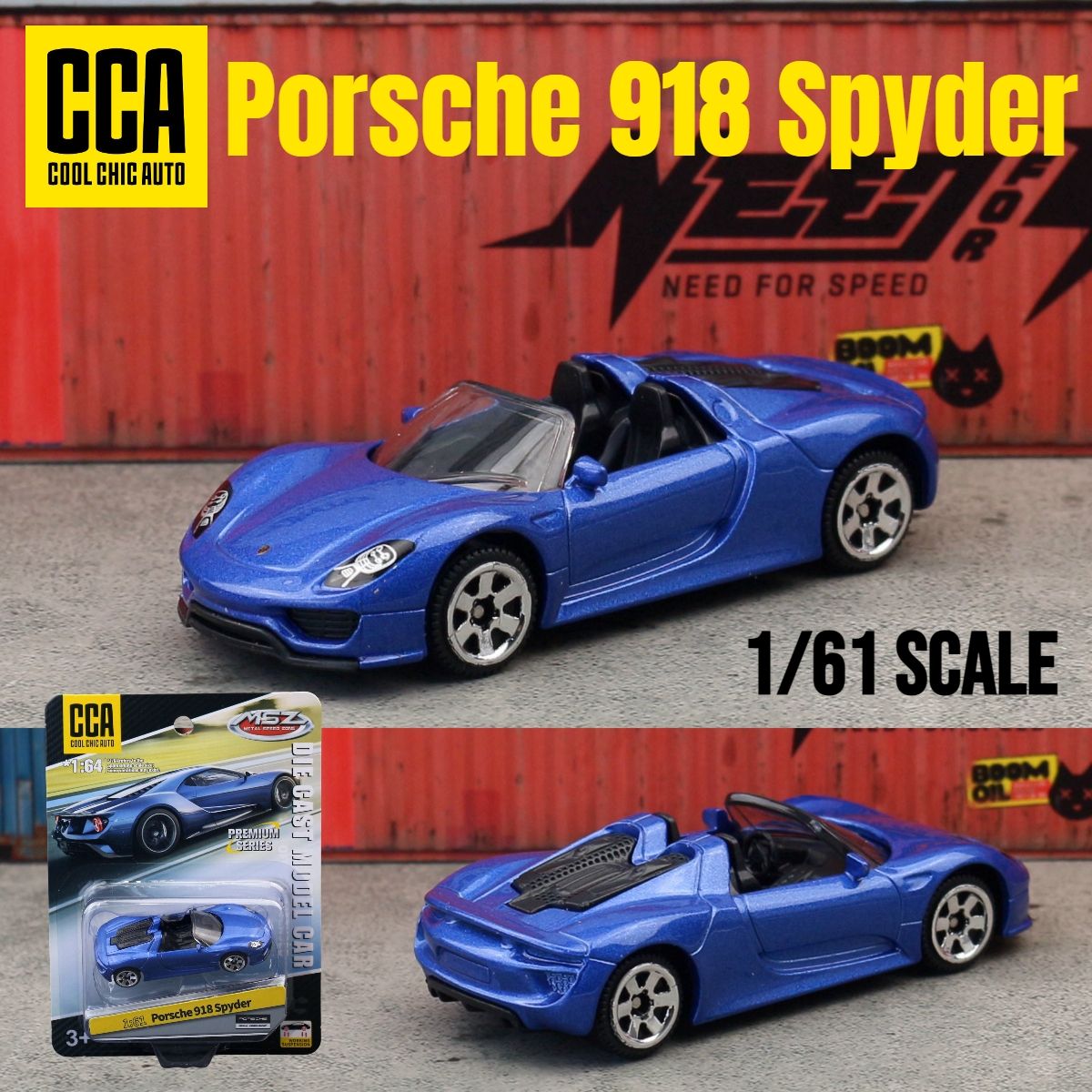 1/61 Porsche 918 Spyder Brinquedo Carro Modelo CCA MSZ 1:64 Miniatura Fundida Coleção Rodas Livres Adequado para Hot Wheels Presente Criança