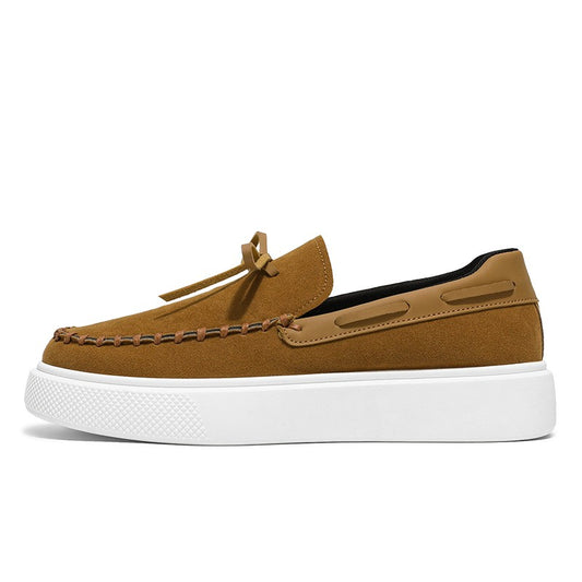 Designer Fashion British Style Flat Walking Shoes Casual Loafers Men Leather Shoes Luxury Dress Shoes Men Antiskid Driving Shoes