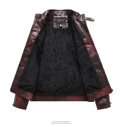 Quality New Male Casual Leather Jackets 7XL Autumn Winter Men Stand Collar Motorcycle Leather Jackets Vintage Leather Coat