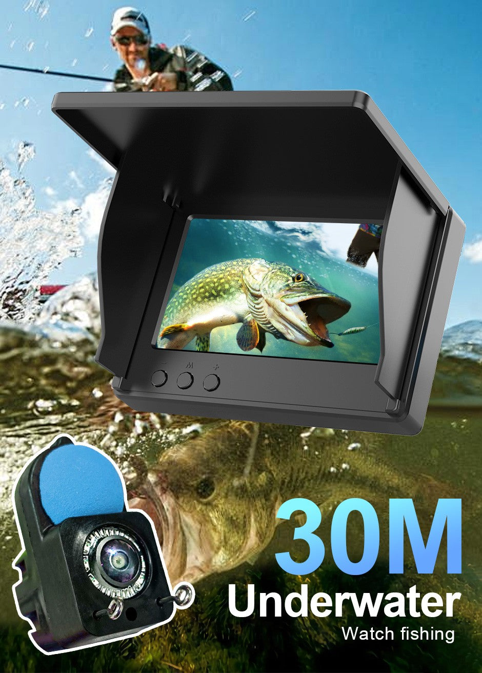 Localizador de Peixes Portátil com Sonda, Câmera de Pesca Subaquática Portátil 1080P de 4,3 Polegadas LCD com Visão Noturna e Ângulo de 120°