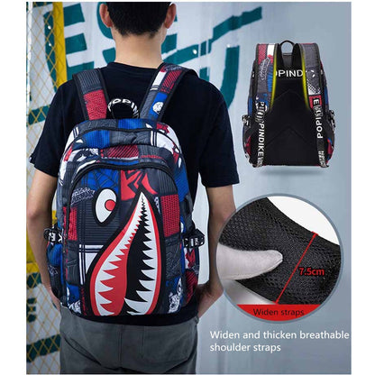 Mochila Escolar Infantil Mochila de Viagem Desenho Tubarão Mochila de Aluno do Ensino Fundamental Mochila Infantil