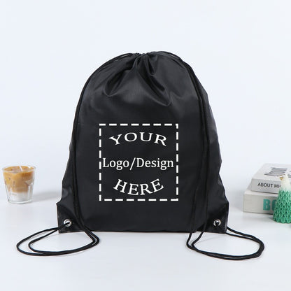 20/50Pcs Custom Bag Printing Logo Schoolbag Promotional Outdoor Casual Gym Sport Waterproof Advertising Bag Drawstring Backpack