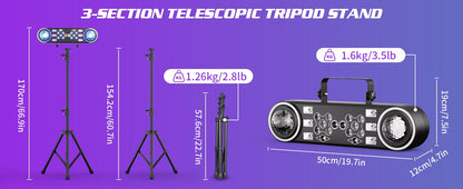 80W 7in1 RGBW LED Effect Lights Bracket Lights W/Bag Magic Ball Lights Remote Control Stage Lighting for DJ Disco Party Theater