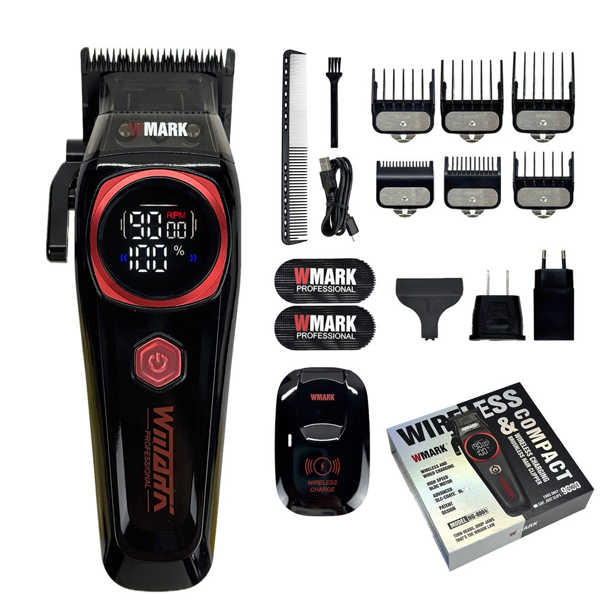 WMARK NG 8004 Professional Electric Hair Clipper 9000RPM Purple Fade Blade Wireless Charging 2000mAh Barber Shop Trimmer Machine