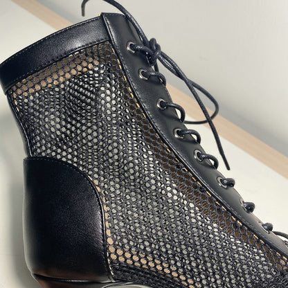 Novas Sandálias Femininas de Salto Alto Sexy Vazadas em Tela Tendência da Moda Verão Conforto Peep Toe Botas Stilettos Jazz Dance Tamanhos Grandes