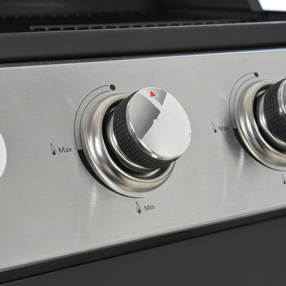 4 Burner BBQ Propane Gas Grill, Free Standing Grill Cart with Wheels, Stainless Steel Heavy Duty Cabinet Style, Outdoor Grill