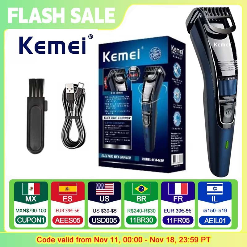 Kemei KM-632 Men Electric Shaver Professional Beard Trimmer For Men Hair Trimmer Grooming Electric Shaver Head Cutter Machine