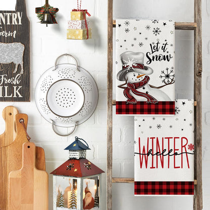 2/4pcs Merry Christmas towels Snowman Snowflake Christmas tree pattern Kitchen cleaning towels Dishwashing towels Hand towels