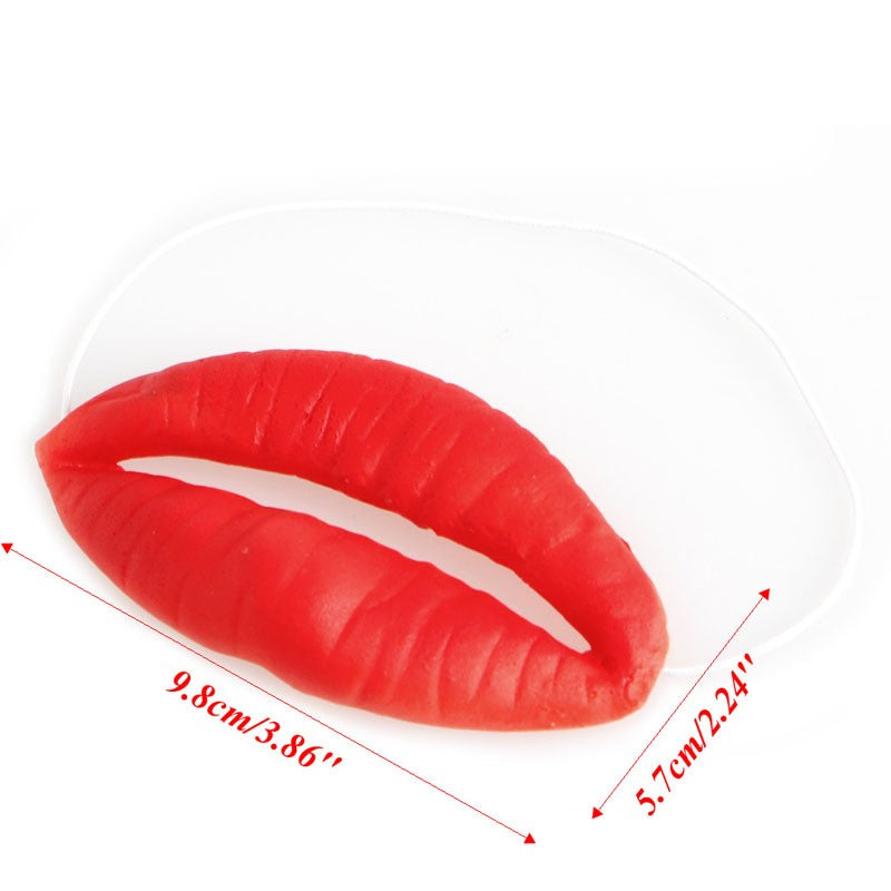 Props Jokes Sausage Red Lips Thick Halloween Funny Horror Latex Mask F1FB