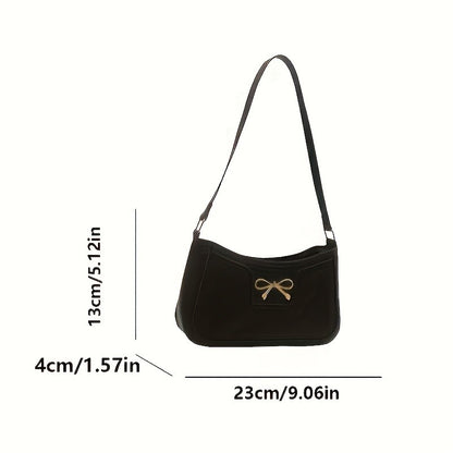 Solid Color Bowknot Shoulder Bag, Elegant Small Square Bag, Suitable for Women Handbags, Zipper Closure,Fashion Underarm Bag,