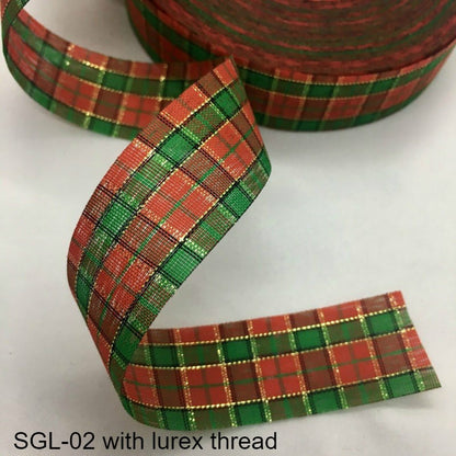 Gingham Ribbon Scottish Fabrics 10Y 2.5cm For Handmade DIY Craft Gift Floral Packing  Wedding Christmas Wreath Deco