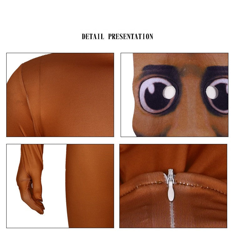 Tung Tung Tung Sahur Adult Cosplay  Cartoon Jumpsuit Bodysuit Halloween Carnival Party Costume