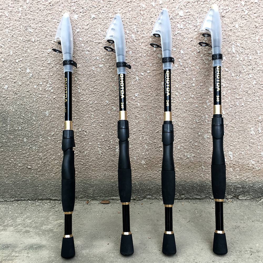 Varas de Pesca Telescópicas de 1.6-2.4m Ultraleves de Carbono para Spinning e Casting Acessórios de Pesca Peso da Isca 10-30g
