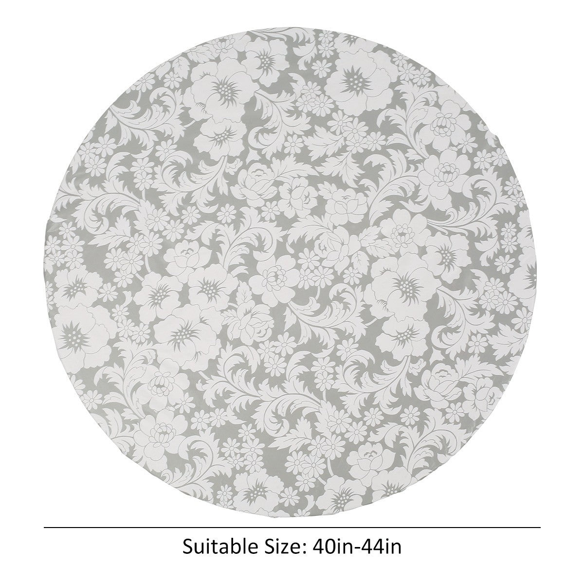 Waterproof Round Tablecloth Elastic Fixation Edged PVC Table Cover Flannel Backed Table Pad Oil-Proof for Dining Table Kitchen