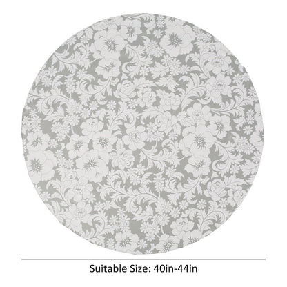 Waterproof Round Tablecloth Elastic Fixation Edged PVC Table Cover Flannel Backed Table Pad Oil-Proof for Dining Table Kitchen